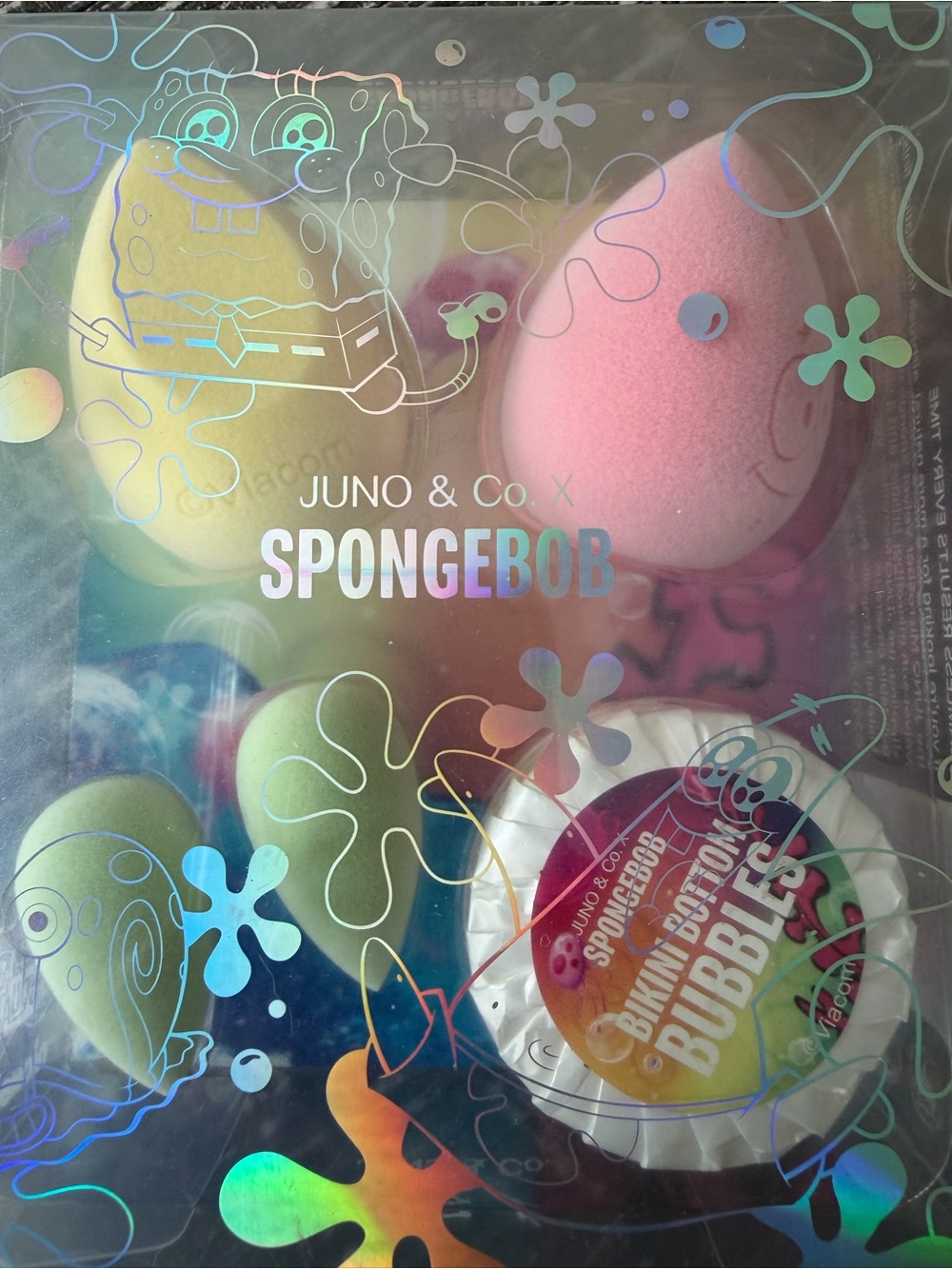 JUNO & Co. SpongeBob Makeup Sponge Set — Pink & Yellow
